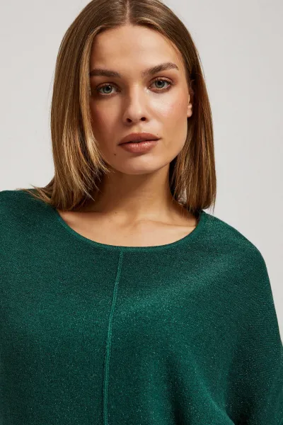 Marisse Emerald Oversized Sweater With Metallic Thread