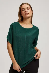 Marisse Emerald Oversized Sweater With Metallic Thread