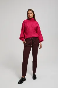 Marisse Fuchsia Turtleneck Sweater With Puffed Sleeves
