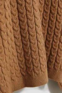 Marisse Dark Beige Turtleneck Sweater With Puffed Sleeves