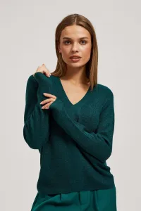 Marisse Fitted V-Neck Sweater In Emerald Green