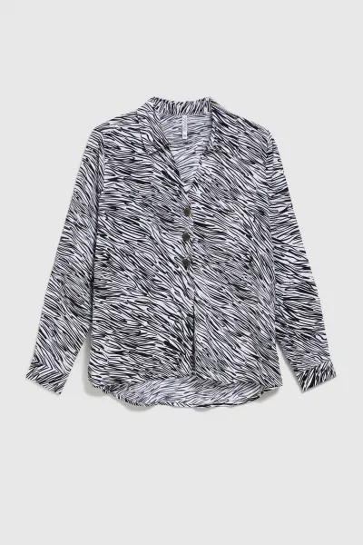 Marisse Black And White V-Neck Shirt