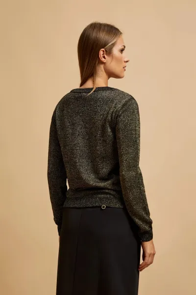 Marisse Black Metallic Thread Sweater