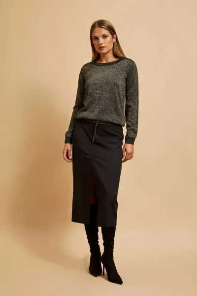 Marisse Black Metallic Thread Sweater
