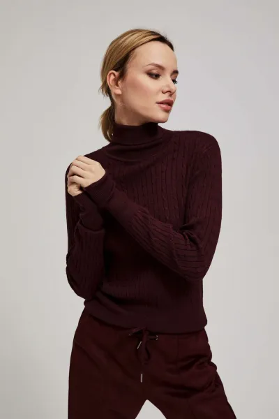 Marisse Thin Turtleneck Sweater, Chestnut