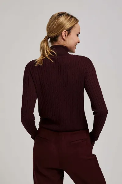 Marisse Thin Turtleneck Sweater, Chestnut