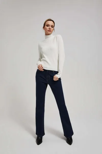Marisse Thin Turtleneck Sweater, Pearl
