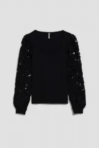 Marisse Black Blouse With Lace Sleeves