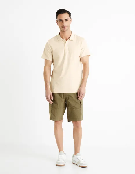 Krémové pánske basic polo tričko Celio Feflame