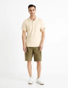 Krémové pánske basic polo tričko Celio Feflame
