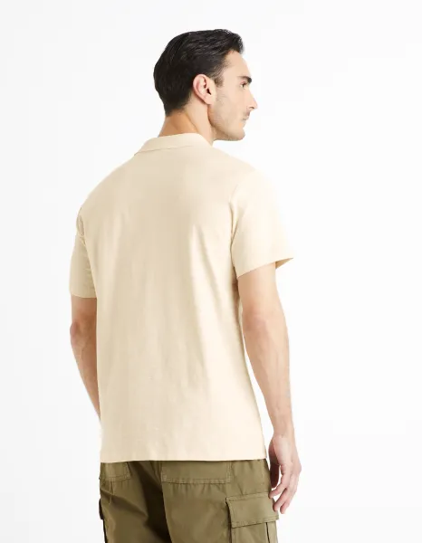 Krémové pánske basic polo tričko Celio Feflame