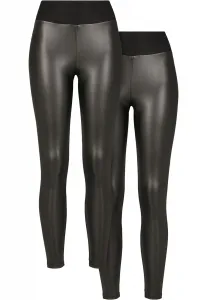 Women's High Waisted Faux Leather Leggings, Pack of 2 Black+Black