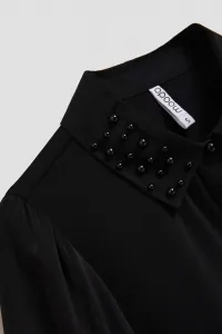 Marisse Black Shirt With Decorative Collar