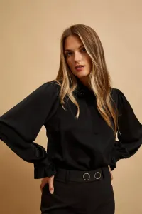 Marisse Black Shirt With Decorative Collar