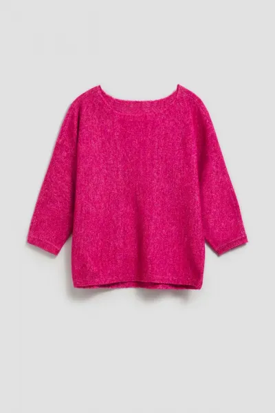 Marisse Fuchsia Sweater With 3/4 Sleeves