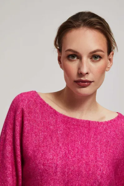 Marisse Fuchsia Sweater With 3/4 Sleeves