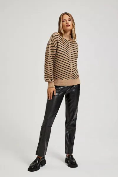 Marisse Beige And Black Striped Sweater