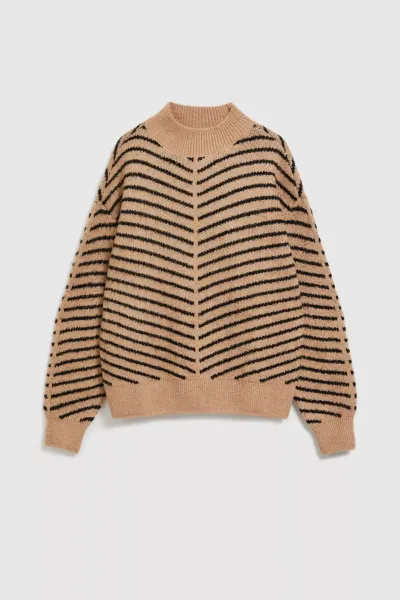 Marisse Beige And Black Striped Sweater