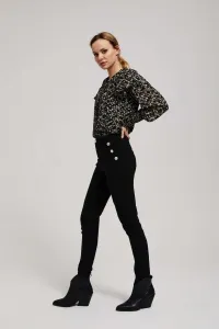 Marisse Patterned Shirt With A Tie At The Neckline, Black