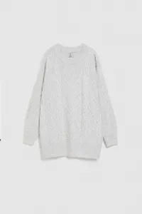 Marisse Light Gray Decorative Knit Sweater