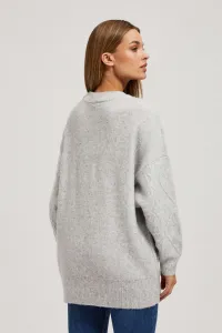 Marisse Light Gray Decorative Knit Sweater