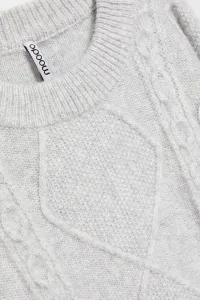 Marisse Light Gray Decorative Knit Sweater
