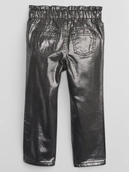 Šedé dievčenské metalické mom fit rifle GAP