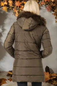 Z6745 DEWBERRY DÁMSKY KABÁT - JEDNOFAREBNÝ KHAKI
