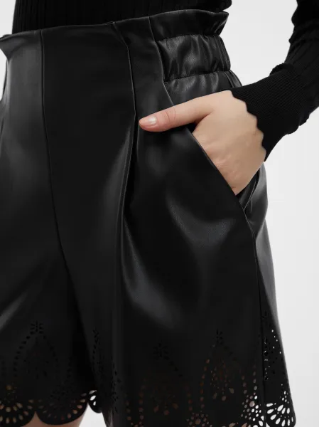 Orsay Women's Black Leatherette Shorts - Women's