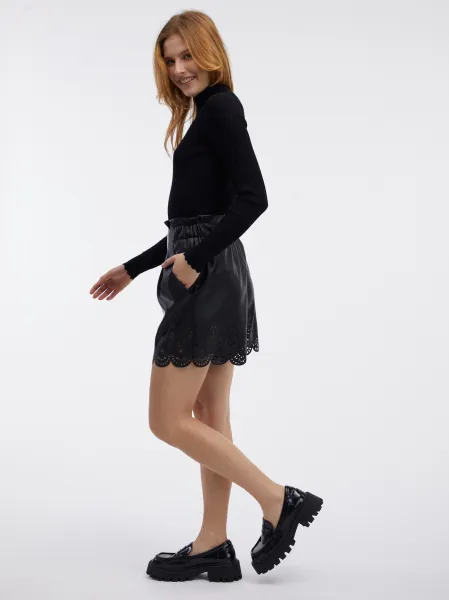 Orsay Women's Black Leatherette Shorts - Women's