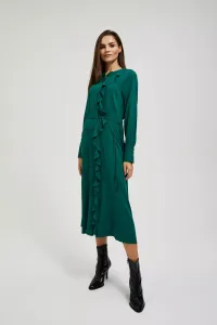 Marisse Emerald Midi Dress With Ruffles