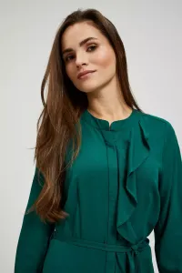 Marisse Emerald Midi Dress With Ruffles