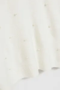 Marisse Pearl Beaded V-Neck Sweater