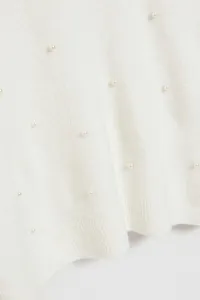 Marisse Pearl Beaded V-Neck Sweater