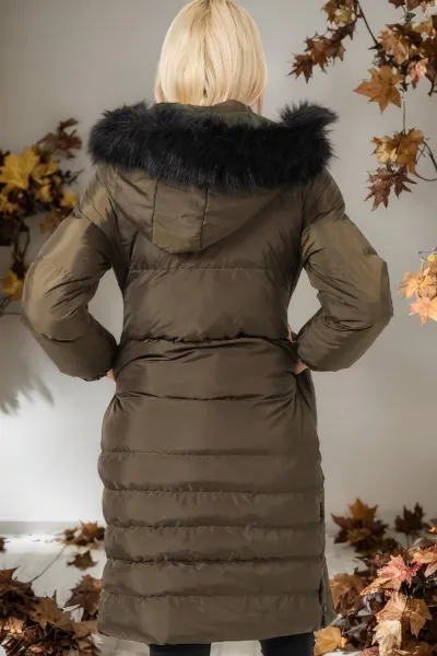 Z6740 DEWBERRY DÁMSKY KABÁT-JEDNOFAREBNÁ KHAKI
