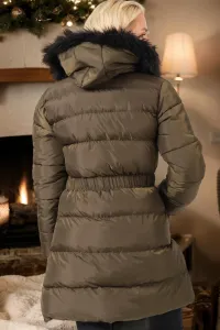 Z6764 DEWBERRY DÁMSKY KABÁT-JEDNOFAREBNÝ KHAKI