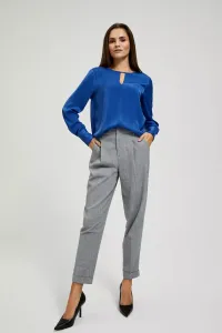 Marisse Plain V-Neck Shirt With Long Sleeves, Blue