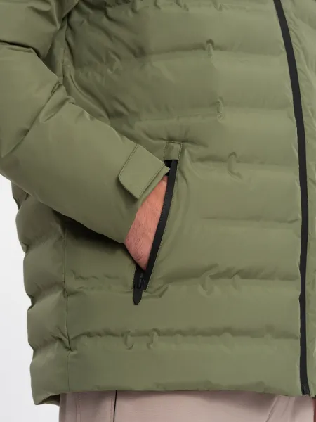 Ombre Men's winter jacket with detachable hood - olive