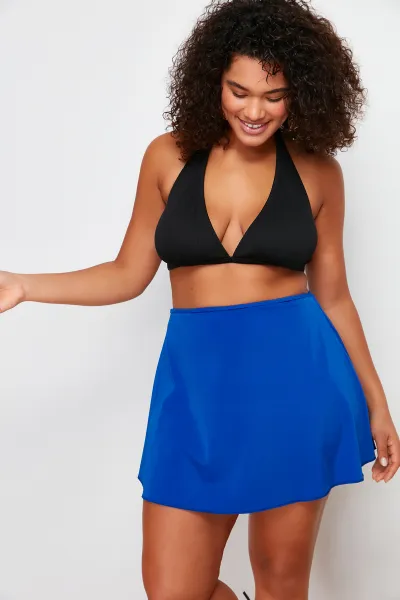 Trendyol Curve Navy Blue Short Skirt Bikini Bottom