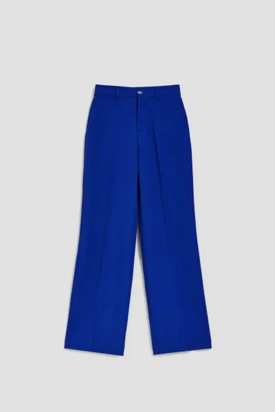 Marisse Blue Wide-Leg Creased Trousers