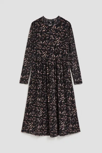 Marisse Beige Leopard Print Midi Dress