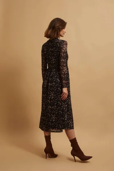 Marisse Beige Leopard Print Midi Dress