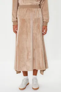 Trendyol Light Brown Velvet Undershirt Compression Detailed Knitted Skirt Two Piece Set
