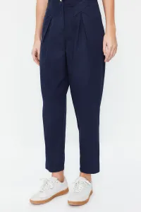 Trendyol námornícke modré bavlnené tkané nohavice s mrkvovým vzorom a pruhovaným detailom