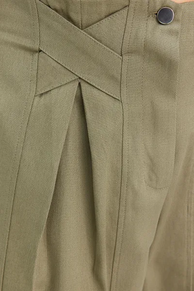 Trendyol Khaki Bavlnené Nohavice s Mrkvovým Vzorom a Pruhovaným Detailom