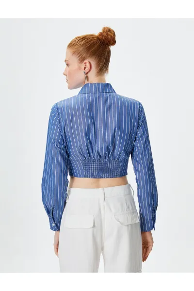 Koton Crop Shirt Long Sleeve Classic Collar Cotton