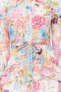 Trendyol Lilac Floral Ruffle Detail Lined Woven Chiffon Dress
