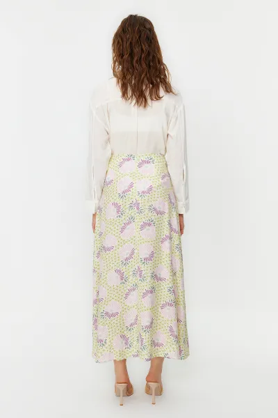 Trendyol Powder Floral Patterned Bell Woven Skirt