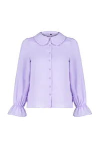 Trendyol Lilac Baby Collar Pompom Detailed Regular Normal Fit Woven Shirt