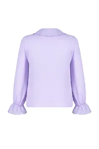 Trendyol Lilac Baby Collar Pompom Detailed Regular Normal Fit Woven Shirt
